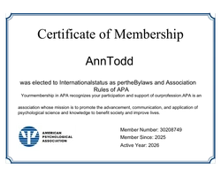 American Psychology Association Membership for Ann Todd