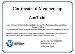 American Psychology Association Membership for Ann Todd
